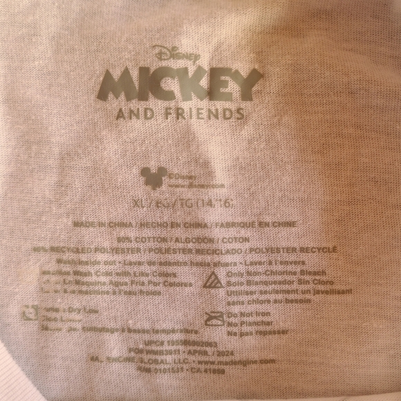 Disney Mickey Mouse Upside Down Graphic T-Shirt - White - Kids XL - Picture 3 of 6